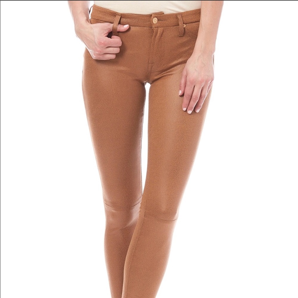 Brown vegan leather jeans